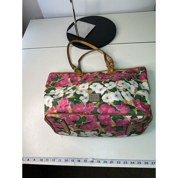 Dooney & Bourke Beautiful Pink And White Floral Print Leather Tote - Picture 7 of 12
